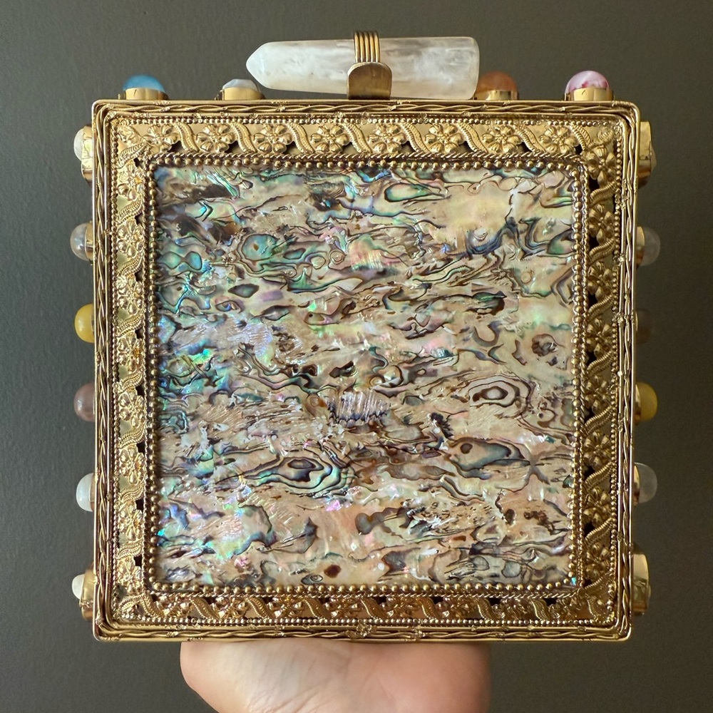 Gold and Multicolor Abalone Box Clutch